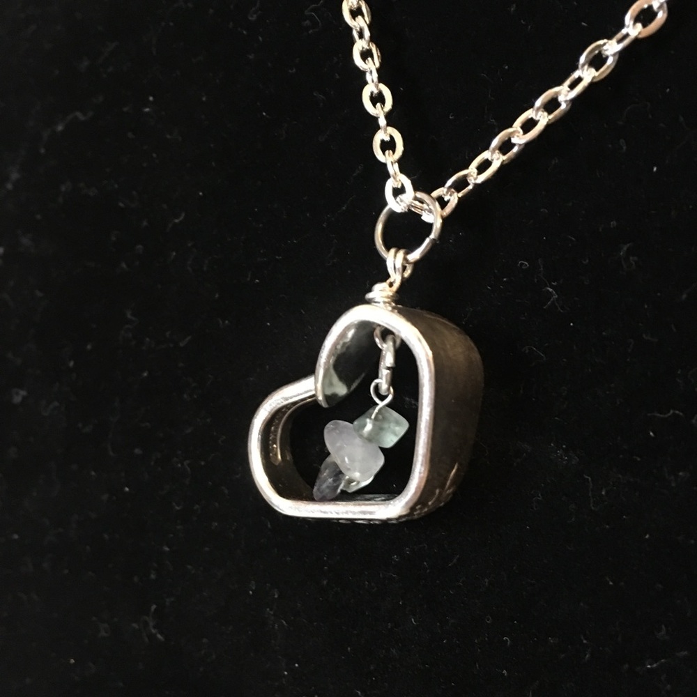 Vintage Silverware Heart Necklace w/ fluorite